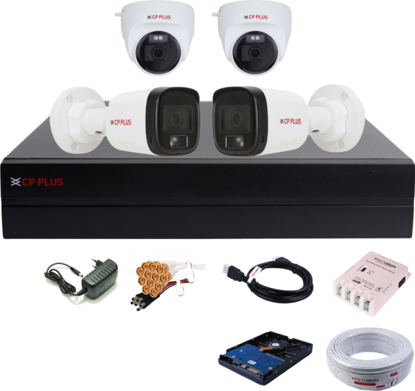 CCTV Camera Set | 4 Camera Security System | Audio Recording | Color Night Vision