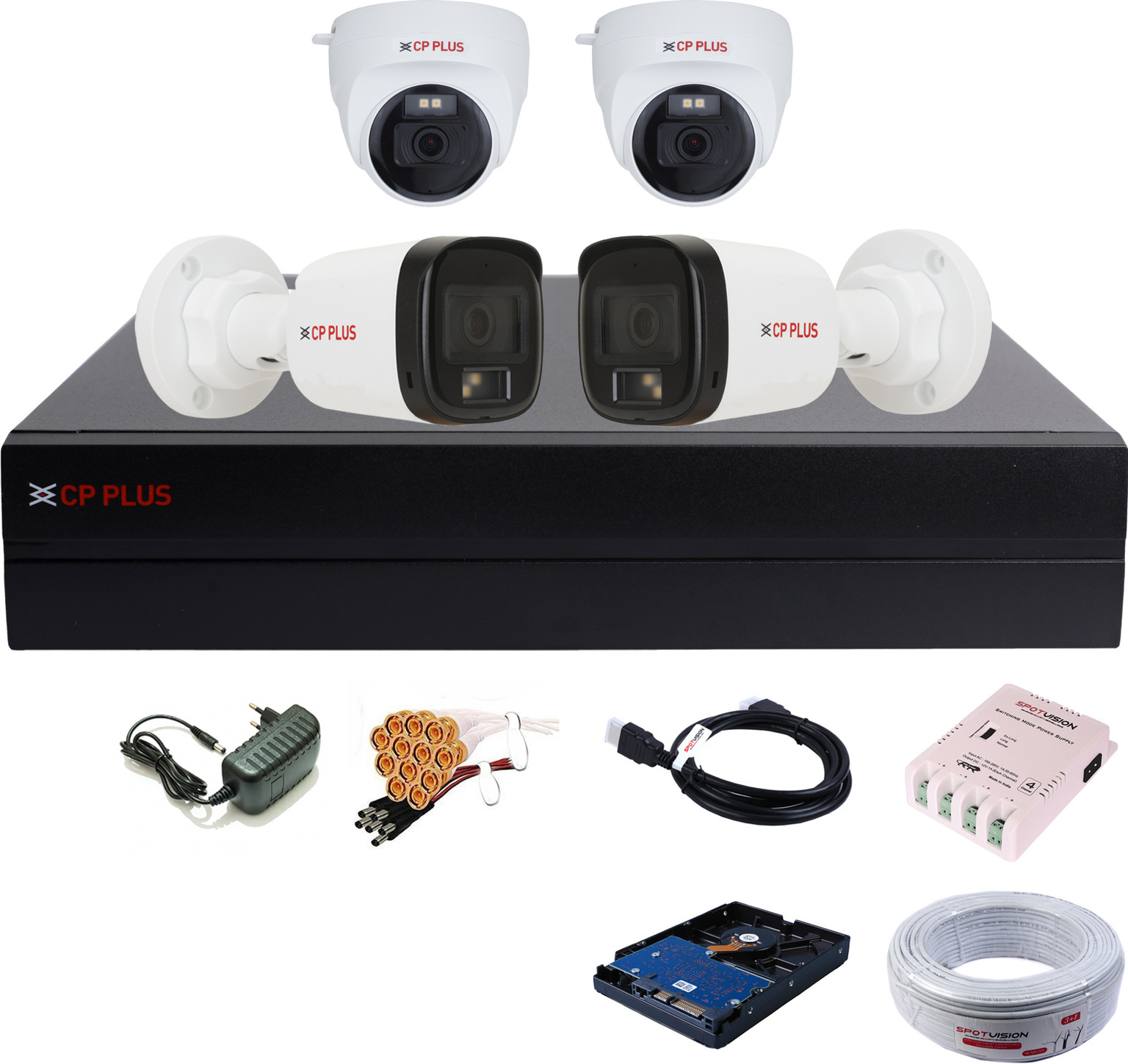 CCTV Camera Set | 4 Camera Security System | Audio Recording | Color Night Vision