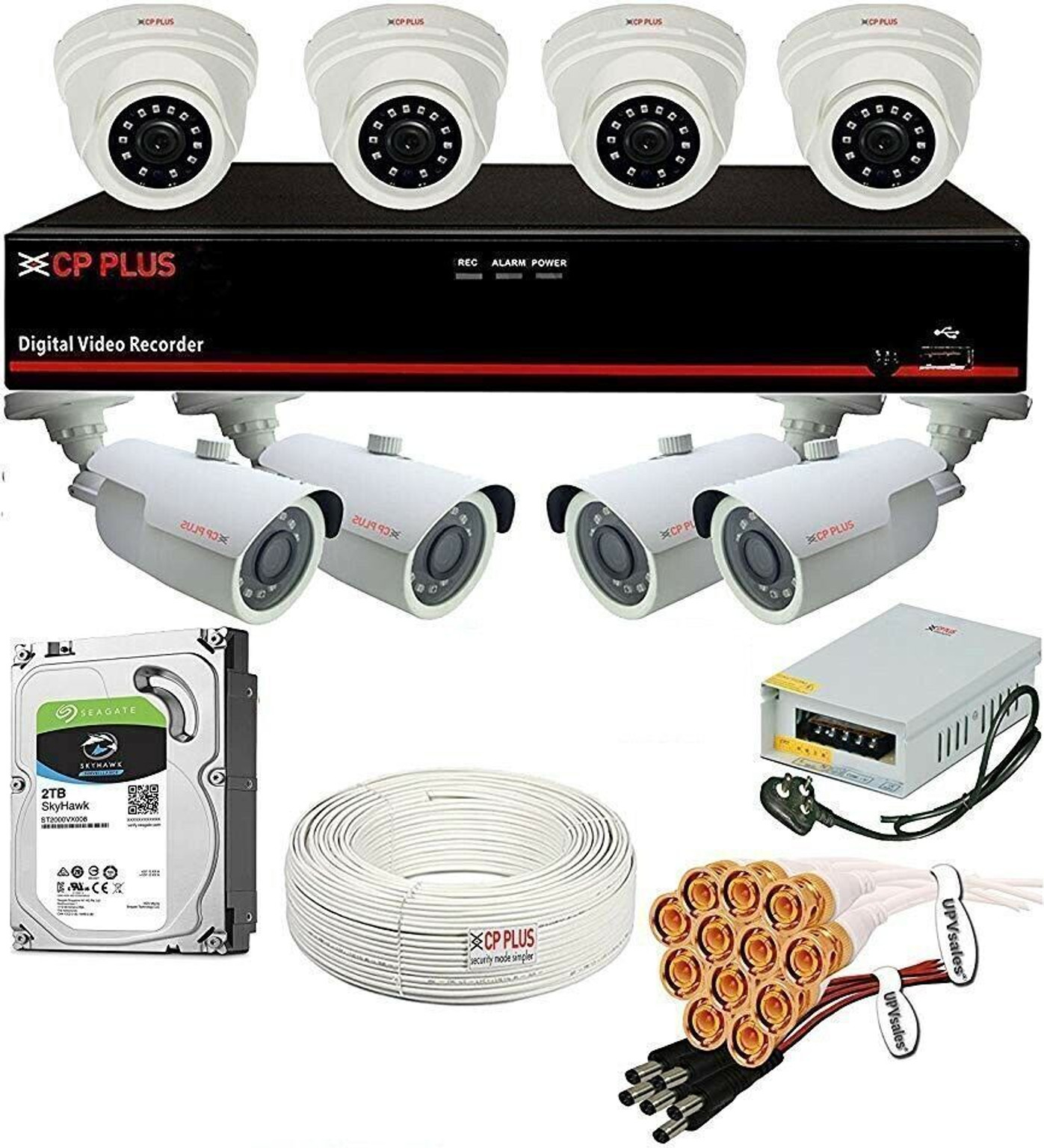CCTV Camera Set | 8 Camera Security System | Audio Recording | Color Night Vision